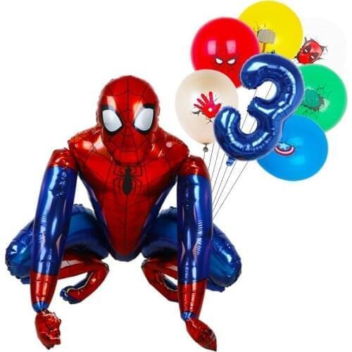 1set Marvel 3D Great Spiderman Aluminum Balloons Foil Number Balloons Hero Birthday Party Decoration Kids Mylar Toy Latex Globos