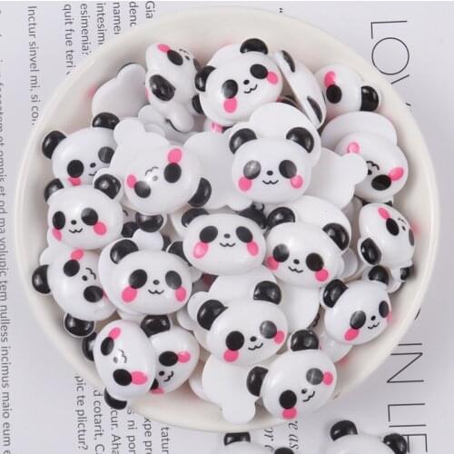 10pcs/lot Kawaii Resin Panda Head Flatback Cabochon For Kids Headclip DIY Embellishments Making Scrapbooking Craft Favor