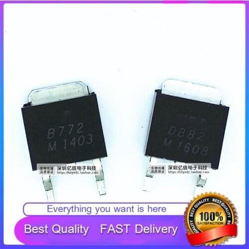 10Pcs/Lot New Original B772 D882 2SB772 2SD882 TO-252 40V3A AUDIO Amplifier SWITCH TUBE Good Quality