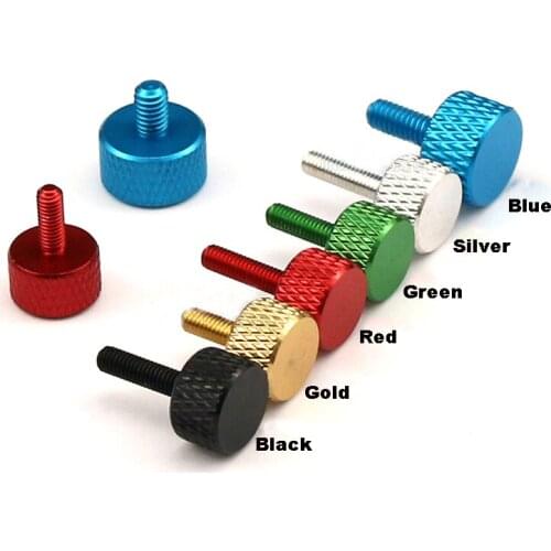 10PCS M3 M4 Color Aluminum Alloy Thumb Screws For DIY Computer Black Blue Red Green Silver Gold