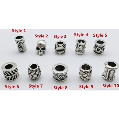 2Pcs/pack Tibetan silver different 10 styles hair braid dread dreadlock bead clip cuff approx 4.8-6mm inner hole jewelry