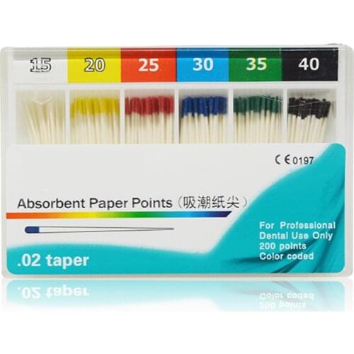 200pcs/pack Dental Absorbent Paper Points Root Cancel Endodontics Cotton Fiber Tips Paper Tips Dentist Product Mixed Sizes#15-40