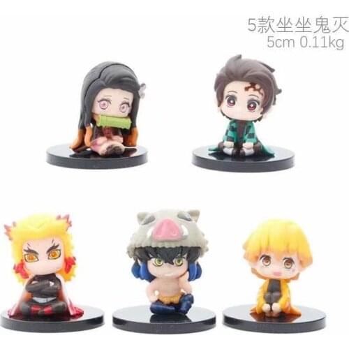 5PCS Anime Demon Slayers Series Character Dolls PVC Dolls Kawaii Toys Childrens Gifts Anime figure model