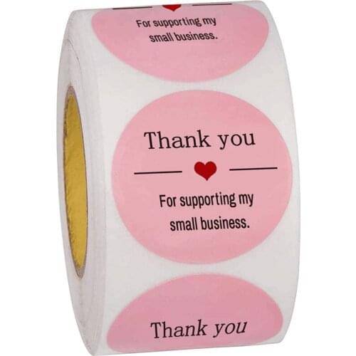 500pcs/roll Thank You Stickers Pink Sticker Seal For Supporting My Small Business Handmade Lables Christmas Gift Decoration Home