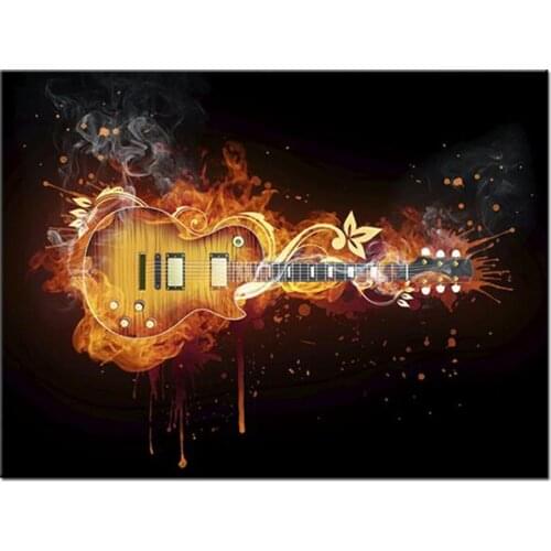 5D Diy Diamond Painting guitar art Full Square Round Drill Rhinestone Embroidery Cross Stitch Mosaic music Wall StickersZP-2617