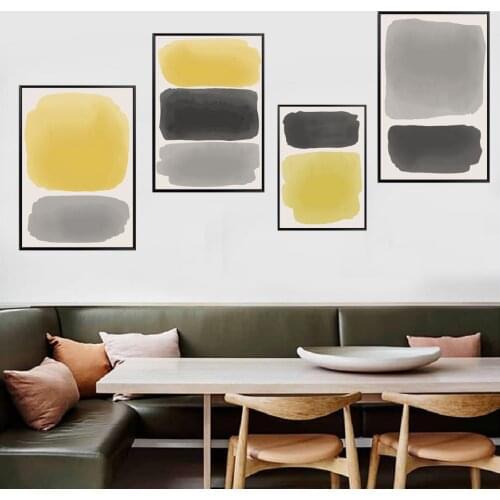 Nordic Abstract Yellow Black Ink Wall Art Printed Canvas Painting Gifts Posters and Prints for Living Room Interior Home Decor