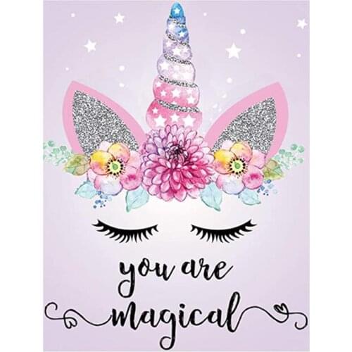 Full Square/Round Drill 5D DIY Diamond Painting "Unicorn You are Magical" Embroidery Cross Stitch Rhinestone Home Decor FH369