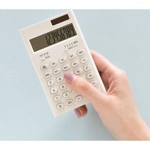 White Pocket Solar Calculator with Simple Function, Desk Calculators Handheld Mini Caculator for Kids School Office