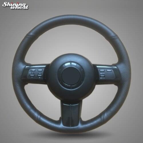 Shining wheat Black Leather Car Steering Wheel Cover for Mazda MX-5 2009-2013 RX-8 2009-2013 CX-7 CX7 2007-2009