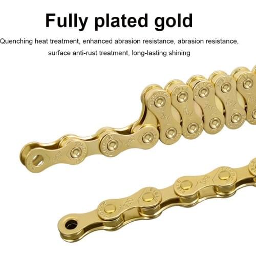 Gold Bike Chain 6 7 8 9 10 11 Speed MTB Bike Half Hollow Chain Ultralight 116 L MTB Road Folding Bike Chain With 2 Missing Link
