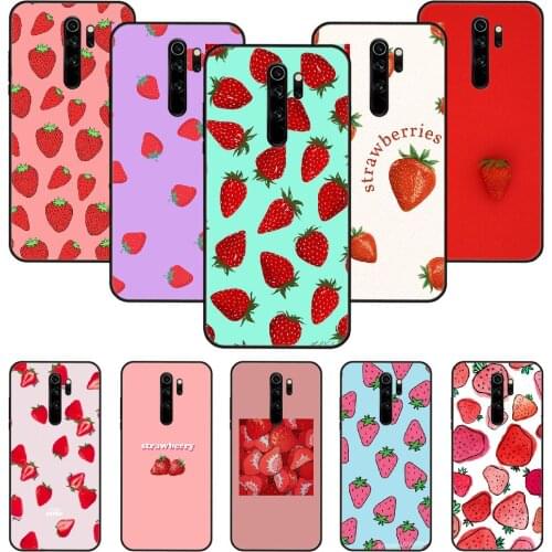 Phone Case For Xiaomi Redmi Note 8 8T 7 7A 9 9S 8A 4 5 Pro Black Cover Bumper 3D Coque Tpu Prime Art Cute Fruit Strawberry