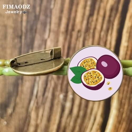 FIMAODZ Passion Fruit Brooches for Men Women Cute Pineapple Strawberry Peach Kiwi Lemon Banana Blueberry Cherry Vegan Badges Pin