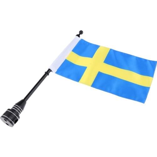 Motorcycle Sweden Flag Pole Mount Custom Rack Luggage Flag For Harley