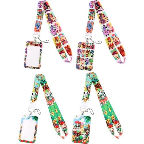 J2833 Cartoon Animals Cute Necklack Lanyard Key Gym Strap Multifunction Mobile Phone With Card Holder Cover For Kids Gift