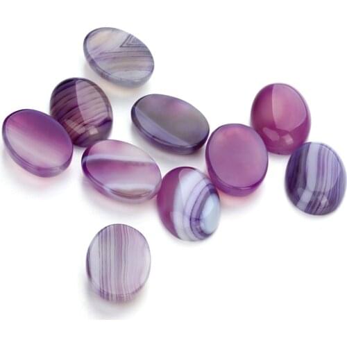 10pcs Oval Natural Stone Cabochons Flat Round Pruple Agte Purple Cabochon Cameo For Jewelry Base Settings DIY Rings