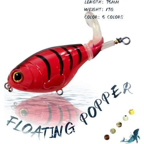 KoKossi 1Pcs 17G/75MM Floating Artificial Bait Minnow Fishing Lures 3D Eyes Popper Hard Bait Bass Pike Fishing Sports Tools