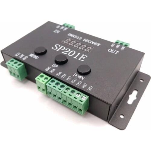 DC5V-24V DMX512 Decoder controller SP201E SPI Signal Addressable IC RGB led Pixel 5 Channel PWM Output ws2811 2812 1903 strips