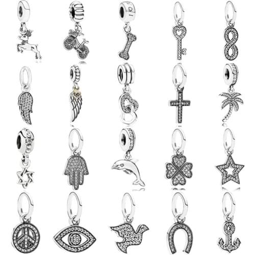 DIY Charm Palm Tree My Dog & Bone Hearts Entwined Infinit Pendant 925 Sterling Silver Bead Fit Fashion Bracelet Jewelry