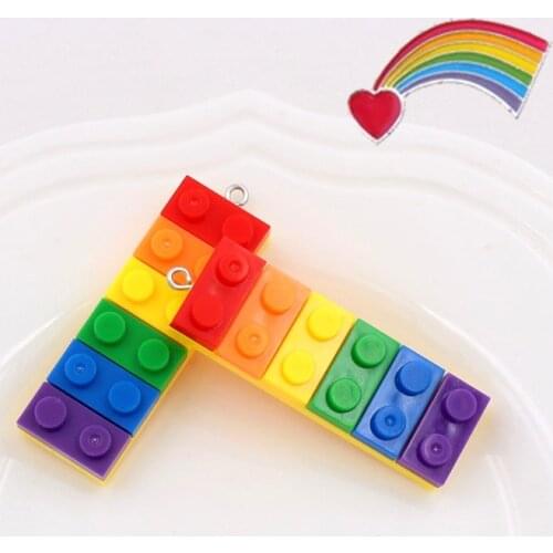 10pcs 3D Resin Building Blocks Charms Pendant DIY Bracelet Womens Necklaces Jewelry DIY Making