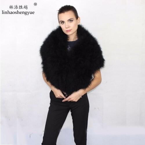 Linhaoshengyue 2017 Real fur Ostrich hair women shawl warm All-match fashion freeshipping 160cm