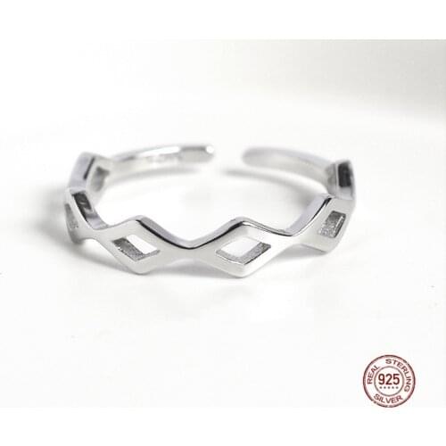 LKO 925 Sterling Silver Trend Minimalist Classic Geometric Baroque Charm Opening Adjustable Rings for Women Jewelry Ornaments