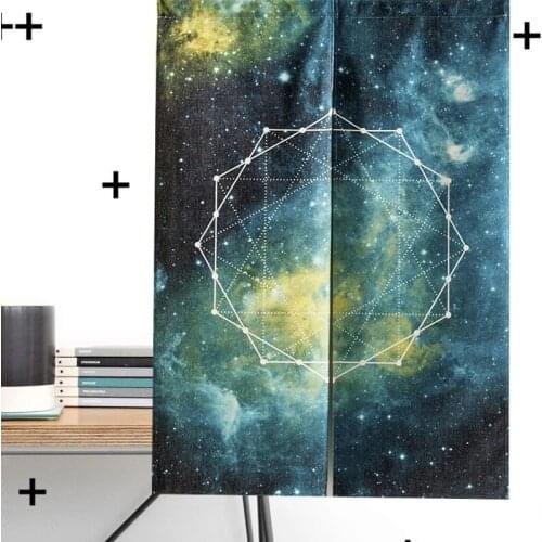 Night View Moon Starry Sky Galaxy Watercolor Graphics Iinen Curtains Childrens Iearning Bedroom Home Decor Tapestry Kitchen Cur