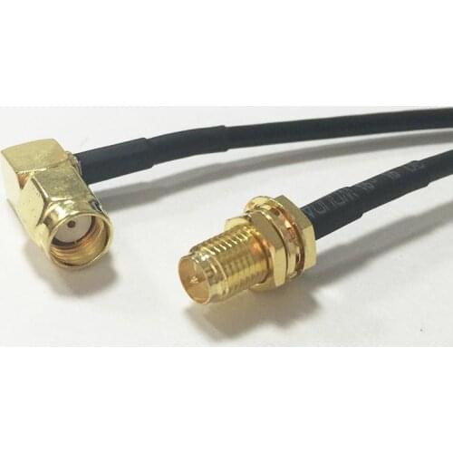 New RP-SMA Male Plug Right Angle Switch RP-SMA Female Jack nut pigtail cable RG174 Wholesale 20CM 8" for WIFI router