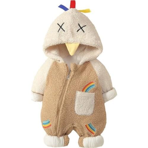 0-12 Months Newborn baby clothes boy Warm Romper With hood Toddler Boys Girls Cartoon bird shape Romper Children Cute Romper