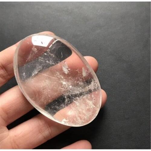Wholesale large size natural polished oval shape clear quartz palm crystal stone for healing