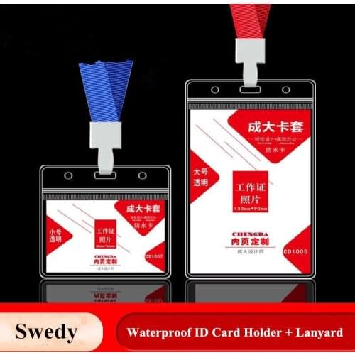 Plastic Water Resistance Clear PVC ID Card Holder Name Badge Holder Name Sleeve Exhibition Shell Office School With Lanyard