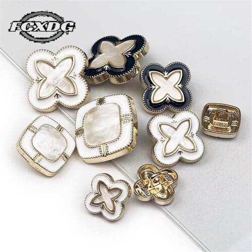 Luxury Square Metal Buttons for Clothing Sewing Accessories Women Jacket Shirt Buttons for Clothes 20mm Buttons for Needlework