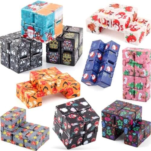 Christmas Adult Antistress Relax Infinity Halloween Cube Hand Fidget Toy Flip Cubic поп ит Decompression Reliever Autism Toys