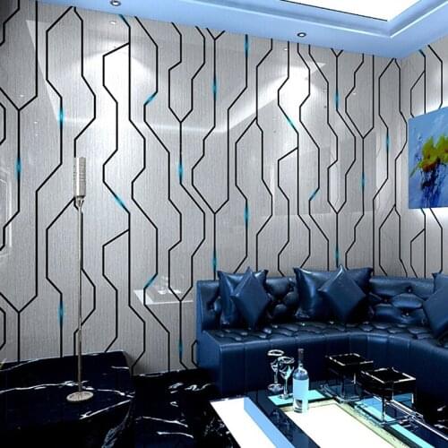 Modern PVC Vinyl Striped Wallpaper Papel De Parede 3D Solid Color Silver Grey Home Decoration Wall Covering Hotel KTV Wall Paper
