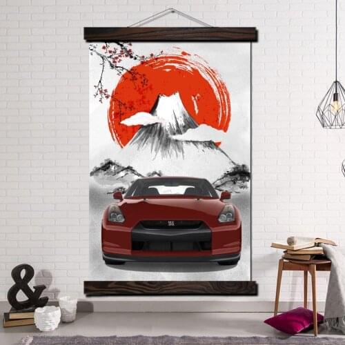 Modern Canvas Art Prints Poster Wall Painting Scroll Painting Artwork Wall Art Pictures Painting Art Japan Red Car Picture