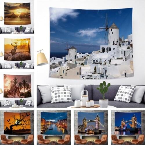 Ancient Famous Building Tapestry Wall Hanging Polyester Printing Retro Hippie Mural Bohemian Mattress Bedroom Home Decor