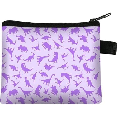 Cute Dinosaur Printing Man Coin Purse Cartoon Animal Kids Woman Zipper Crossbody Bag Handbags Key Credit Card Holder Bag Gift