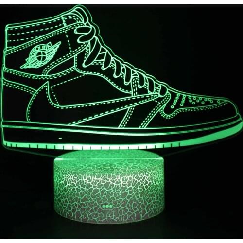 3D LED Night Light Colorful Creative Gift USB Table Lamp Acrylic Sports Shoes 7 Colors Changing Home Bedroom Decoration