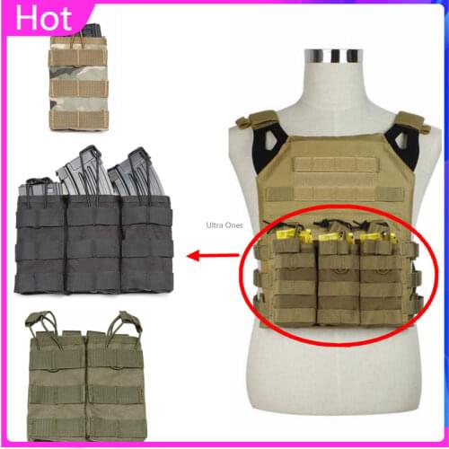 Tactical Single / Double / Triple Molle Magazine Pouch AK AR M4 AR15 Rifle Hunting Shooting Mag Pouches CS Vest Accessories Bag