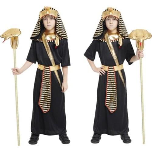 Umorden Children Purim Halloween King Costume Fantasia The Pharaoh of Egypt Cosplay Boys Kids Egyptian Traditional Cloths
