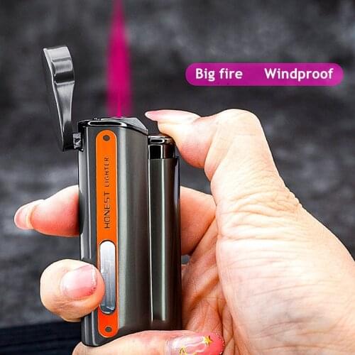Straight Into The Purple Flame Windproof, Then Inflatable Lighter, Transparent Gas Tank Creative Personality Trend