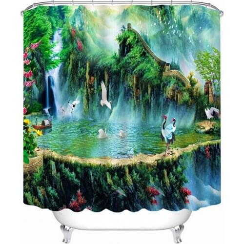 Cartoon pattern 3D Shower Curtain Polyester Fabric Waterproof Shower Curtain Eco-Friendly Bathroom Curtain Home