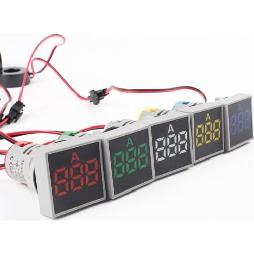 22mm AC 20V-500V 0-100A LED Voltmeter voltage meter indicator pilot light Red Yellow Green white Blue digital ammeter