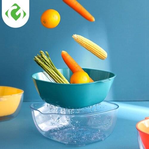 High Quality Fashion Double Drain Basket Colander With Handle Kitchen Strainer Bowls Drain water filter basket Vegetables Fruit