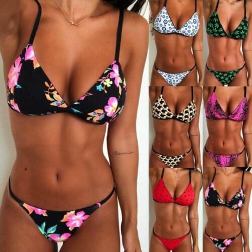 XPUHGM Cartoon Pritned Sexy Bikini Set Women Swimwear 2020 New Push Up Padded Biquini Swimsuit Women Bathing Suit Swimming Suit