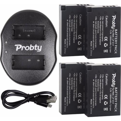 4Pcs Probty LP-E17 LP E17 Battery + USB Dual Charger for Canon EOS 750D 760D 8000D M3 M5 Rebel T6i T6s KISS X8i Digital Camera