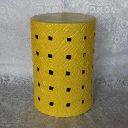 Yellow Classical Jindezhen dressing table ceramic garden stool Chinese ceramic drum stool bathroom decorative stools