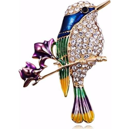Creative New Cute Animal Bird Flower Brooch Women Fashion Beautiful Enamel Pins Party Crystal Brooches Jewelry Gifts