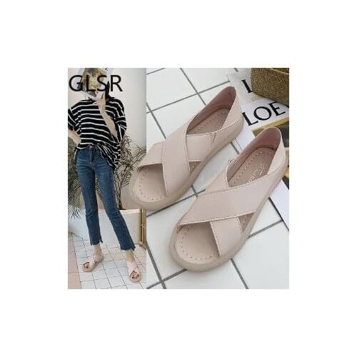 2021 Women Sandals Cow Muscle Non Slip Back Strap Flats Slippers Platform Outdoor Casual Flip Flops Shoes Elastic New Sandals