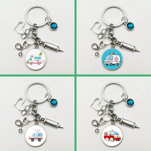 1pcs Medical Care Caring Nurse Nine-color Creative Crystal Charm Keychain Key Chain Man Wallet Gift Jewelry Souvenir Graduate