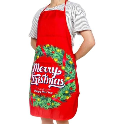 1Pcs Red Christmas Aprons Adult Santa Claus Aprons Women and Men Dinner Party Decor Home Kitchen Cooking Baking Cleaning Apron